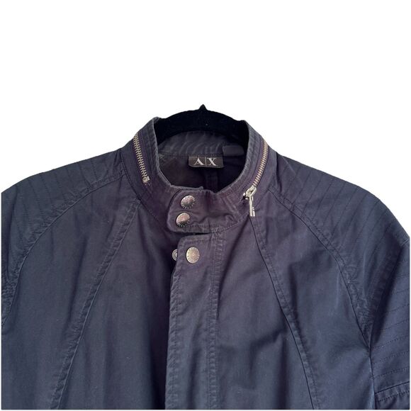 Armani Exchange Women’s Navy Blue Tailored Moto Zipper Accent Jacket Sz Small P - Picture 2 of 5